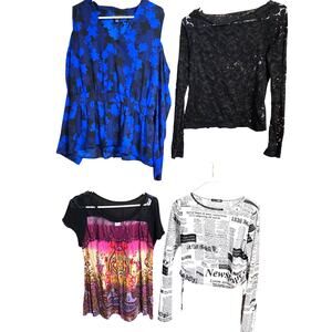 Women's Large 12 14 Tops Shirts Blouses Wholesale Bulk Lot of 4 L